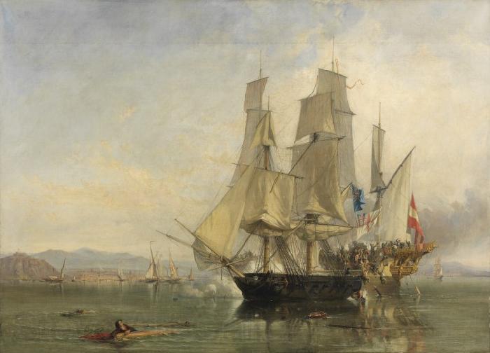 Clarkson Frederick Stanfield Action and Capture of the Spanish Xebeque Frigate El Gamo France oil painting art